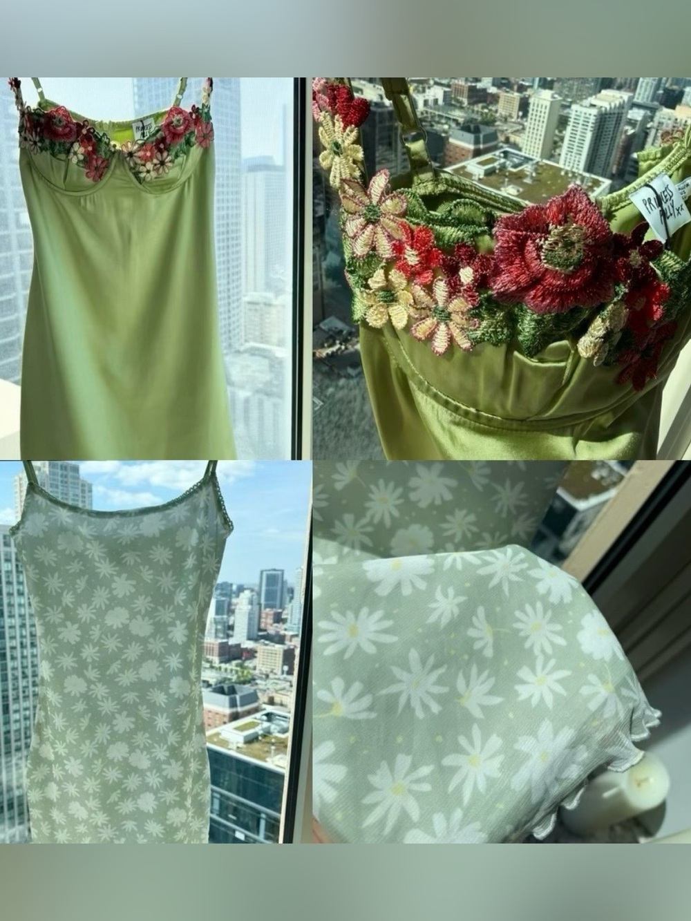 Lot of 2 Princess Polly Green Floral Mini Dresses NWT & Like New - 4